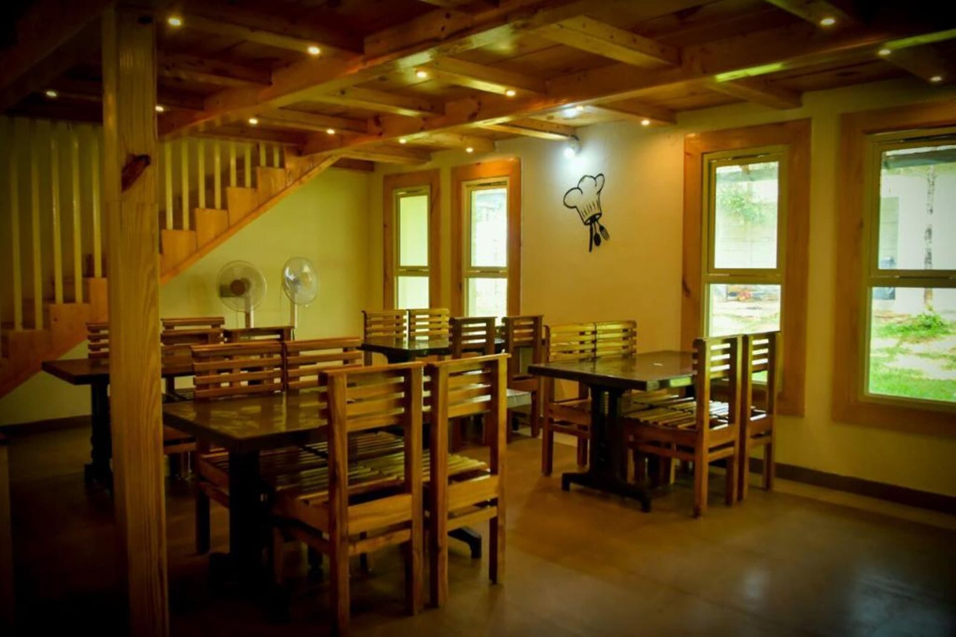 Timber-lined dining hall
