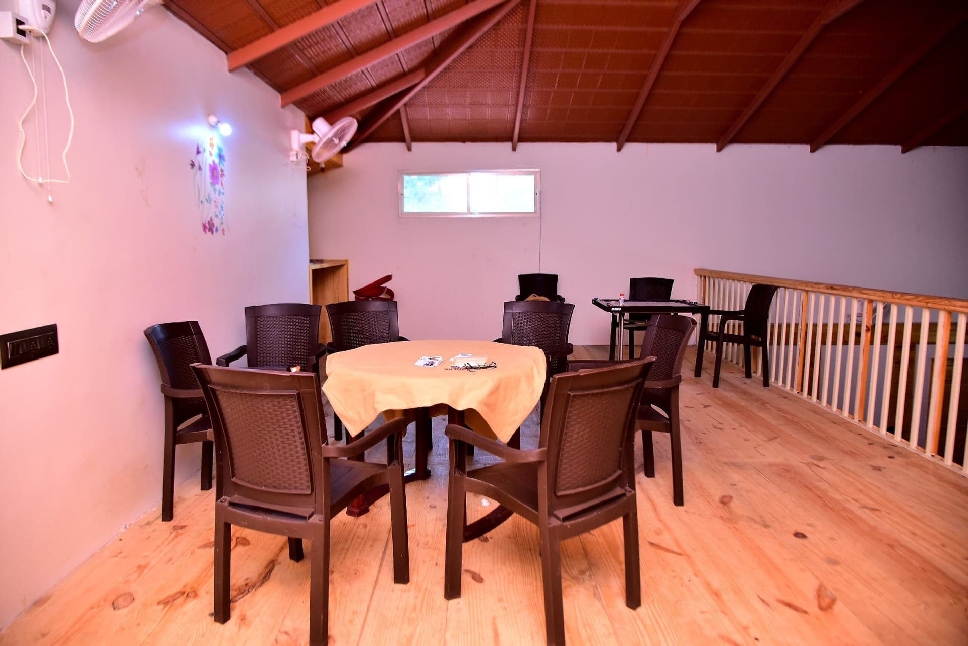 Tables in the resort dining space