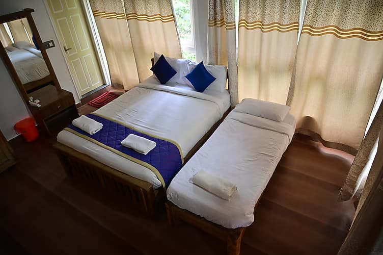 Seating and sleeping area in the Premium Room